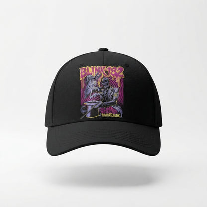 Blink-182 Rock Band Graphic Baseball Cap - Vintage Pop Punk Cap (Black & White)