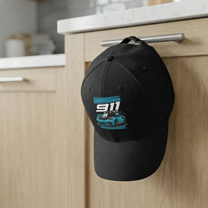 Porsche 911 GT3 RS Supercar Graphic Baseball Cap - Automotive Racing Cap (Black)