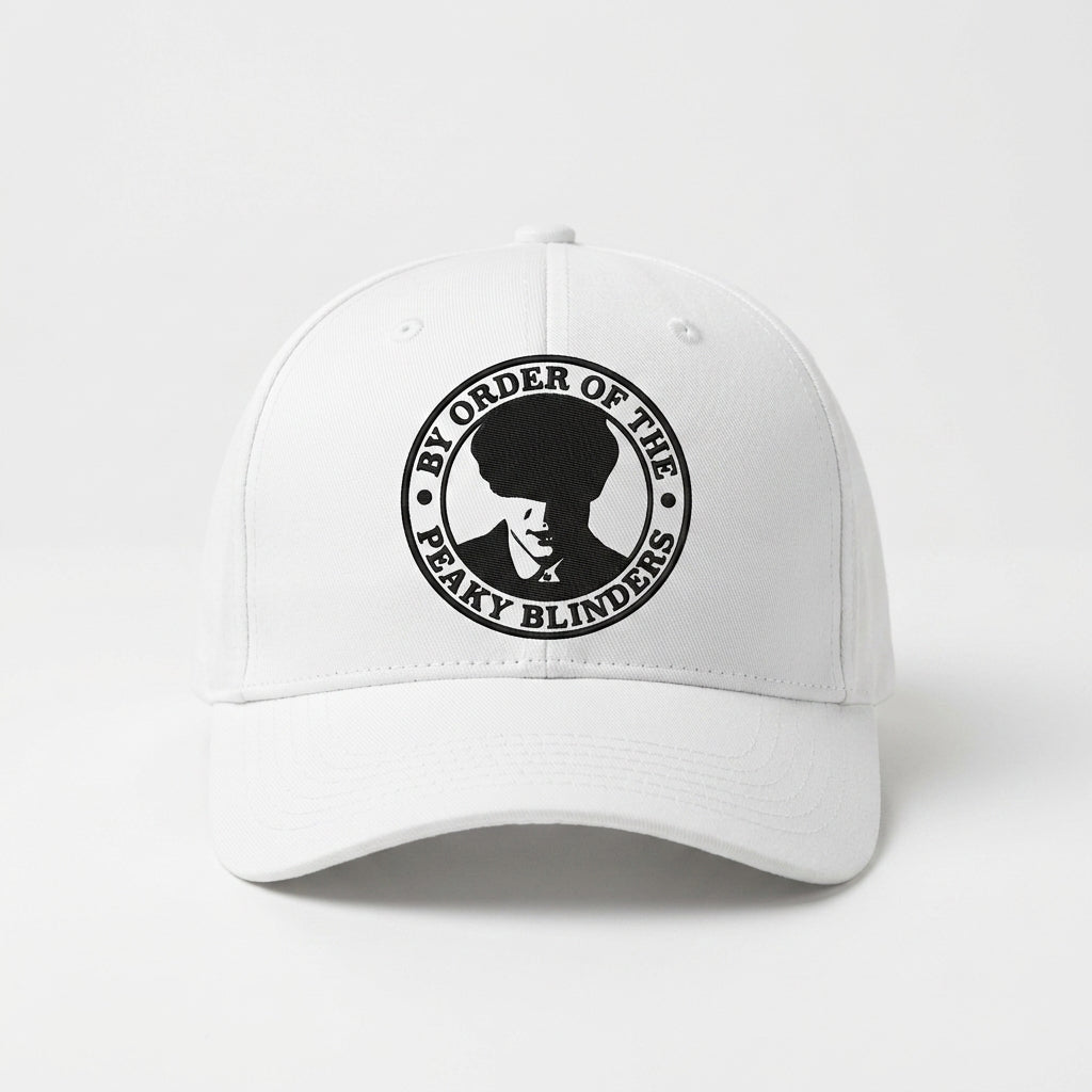 By Order Of The Peaky Blinders Graphic Baseball Cap - Thomas Shelby Crest Cap (White)