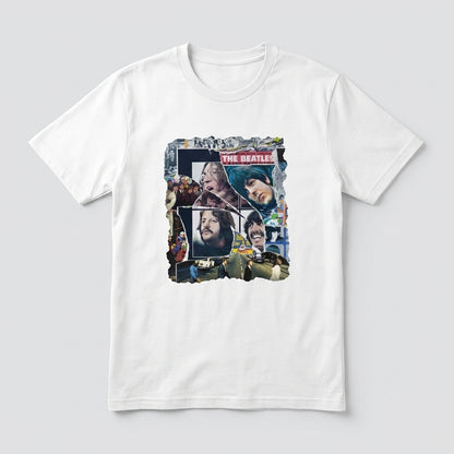 The Beatles Torn Poster Album Art Collage Graphic T-Shirt