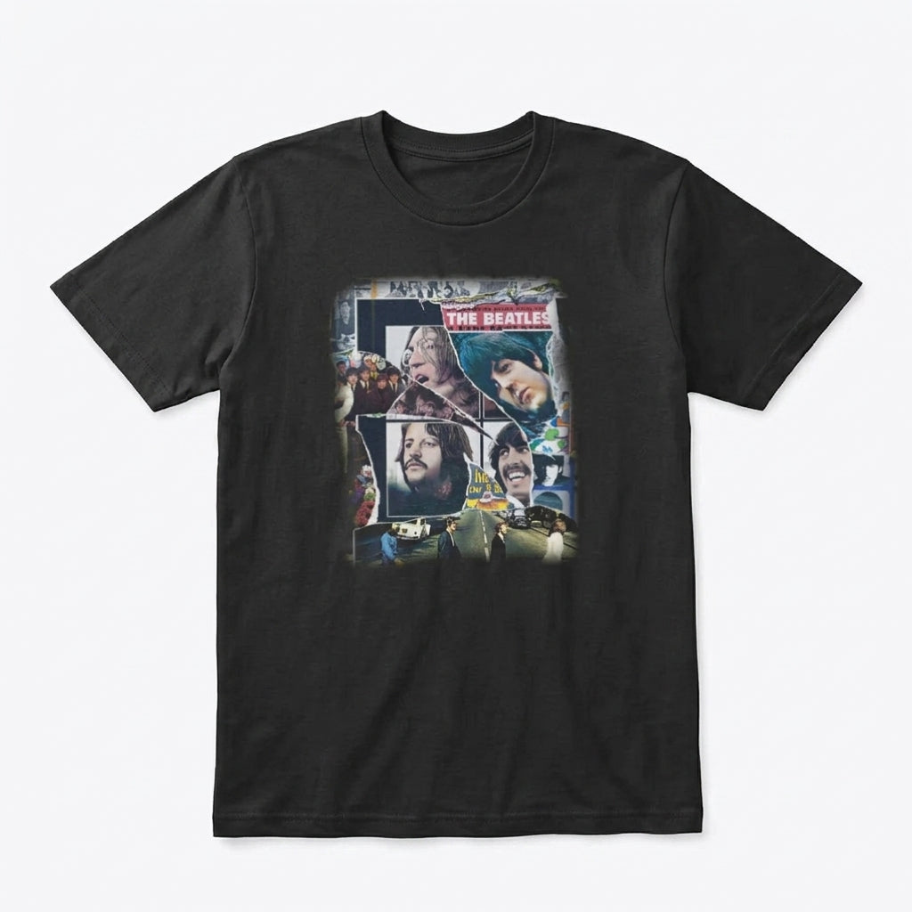 The Beatles Torn Poster Album Art Collage Graphic T-Shirt