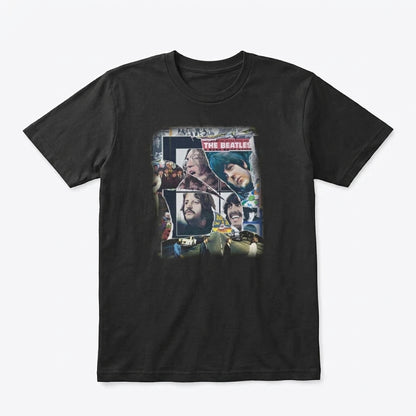 The Beatles Torn Poster Album Art Collage Graphic T-Shirt
