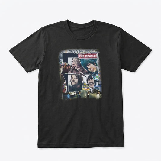 The Beatles Torn Poster Album Art Collage Graphic T-Shirt