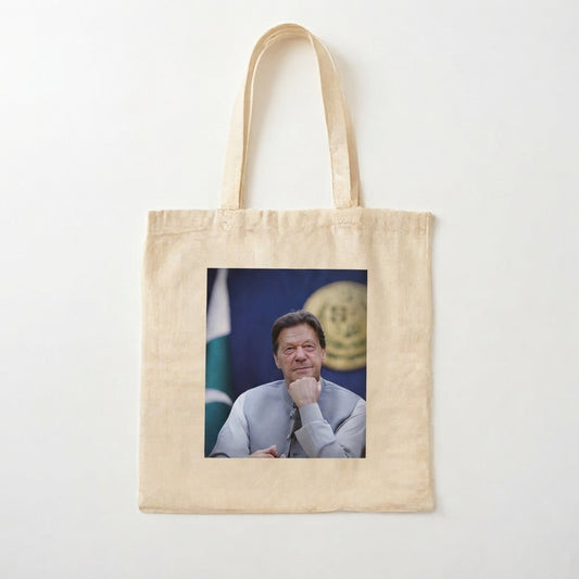 Imran Khan Thoughtful Portrait Printed Canvas Tote Bag