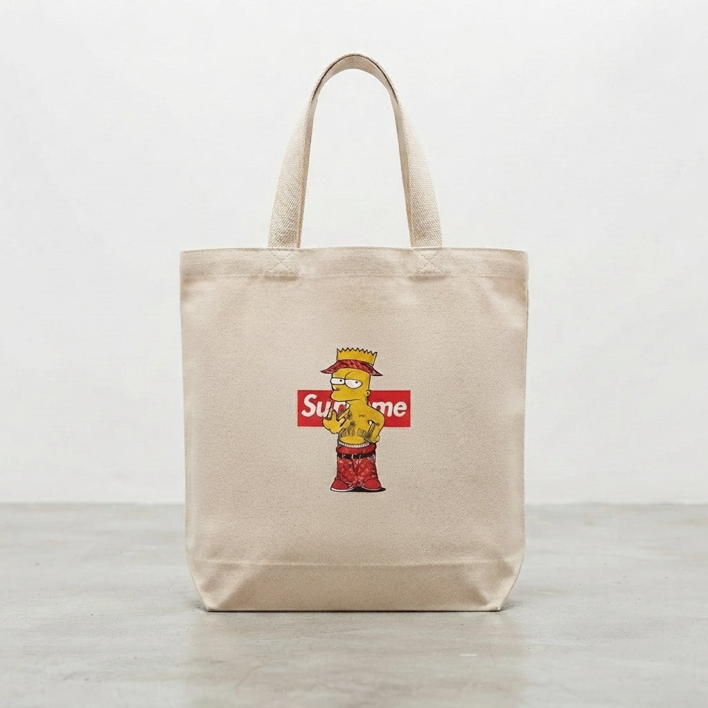 Bart Simpson Tupac Hip Hop Graphic Canvas Tote Bag – Streetwear Edition