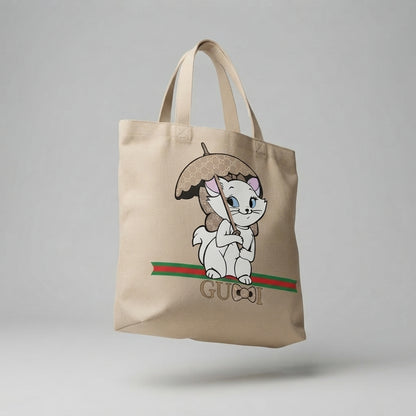 Elegant White Kitten Graphic Canvas Tote Bag - Perfect Gift for Niece
