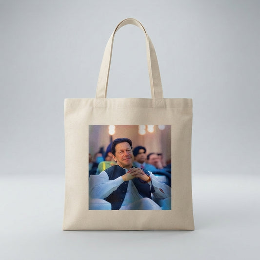 Imran Khan Portrait Printed Canvas Tote Bag – Eco-Friendly Cotton Shoulder Bag