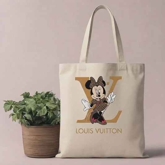 Upside Down Cartoon Character Graphic Canvas Tote Bag – Eco-Friendly Cotton Shoulder Bag