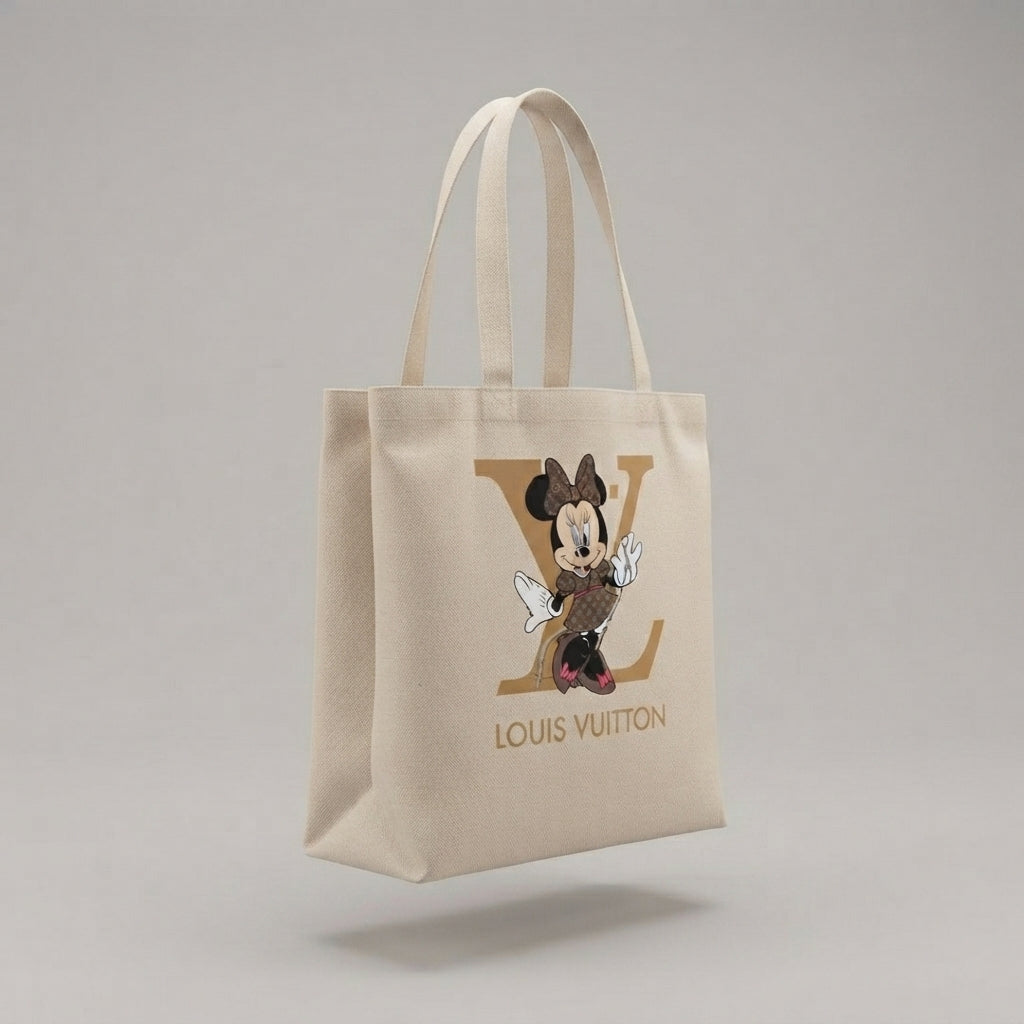 Upside Down Cartoon Character Graphic Canvas Tote Bag – Eco-Friendly Cotton Shoulder Bag