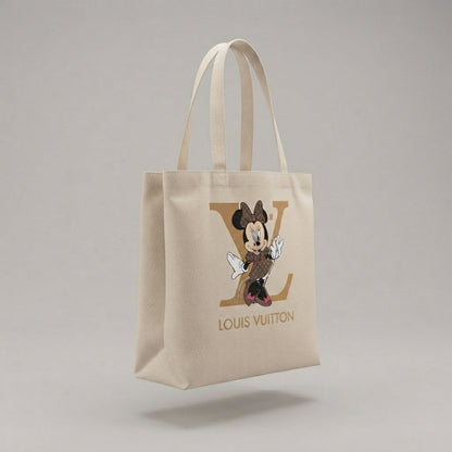 Upside Down Cartoon Character Graphic Canvas Tote Bag – Eco-Friendly Cotton Shoulder Bag