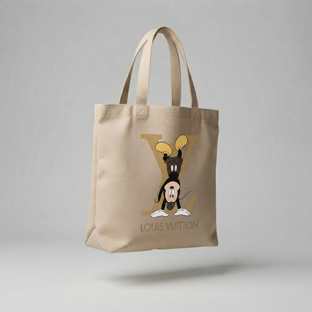 Playful Designer-Inspired Graphic Canvas Tote Bag – Premium Reusable Shopping Bag