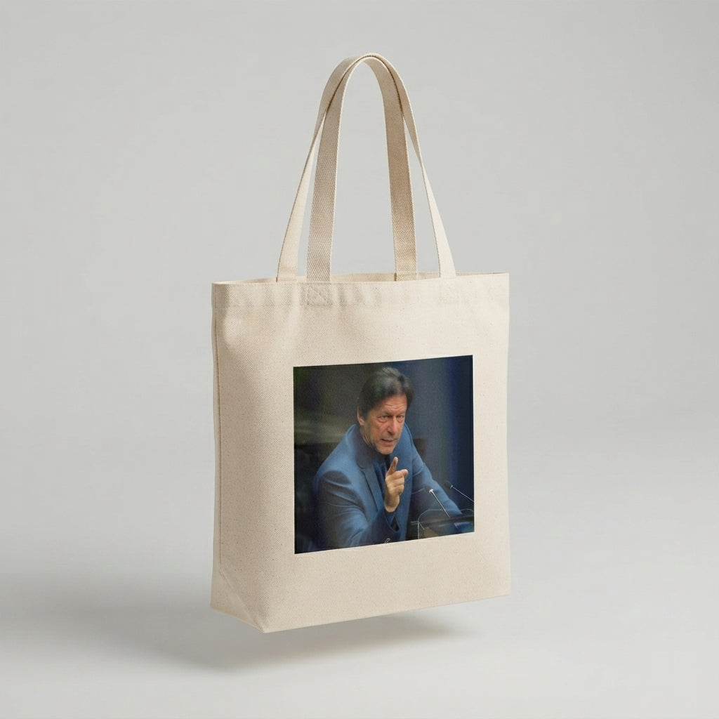 Imran Khan Speech Portrait Canvas Tote Bag – Eco-Friendly Cotton Shoulder Bag