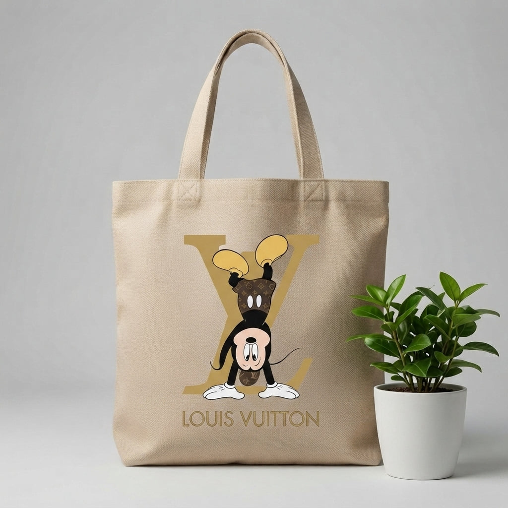 Playful Designer-Inspired Graphic Canvas Tote Bag – Premium Reusable Shopping Bag