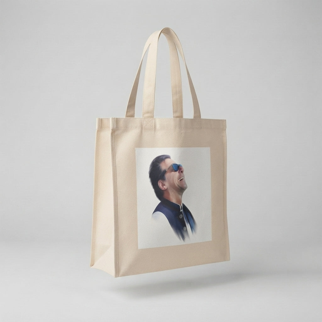 Iconic Laughing Man Graphic Canvas Tote Bag – Eco-Friendly Cotton Carryall