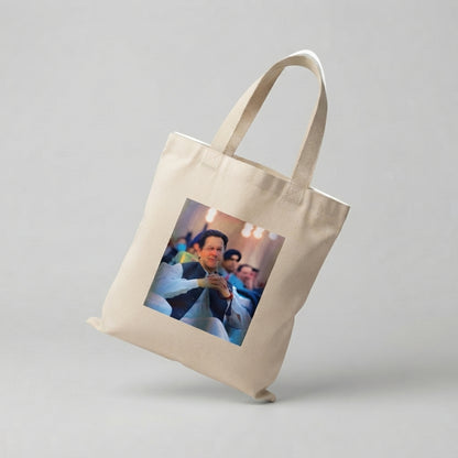 Imran Khan Portrait Printed Canvas Tote Bag – Eco-Friendly Cotton Shoulder Bag