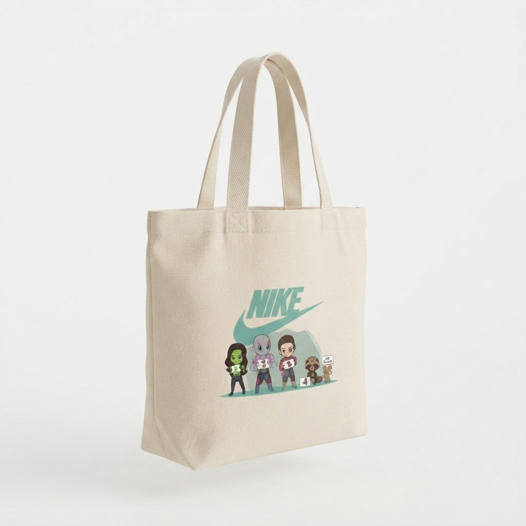 Chibi Guardians Teal Nike Swoosh Cotton Canvas Tote Bag
