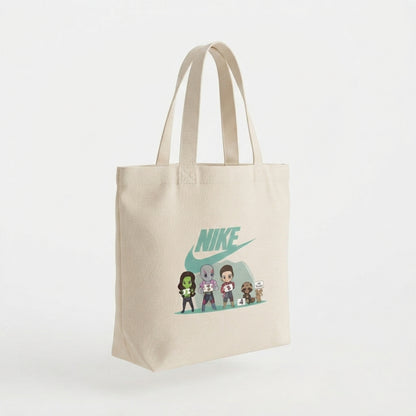 Chibi Guardians Teal Nike Swoosh Cotton Canvas Tote Bag
