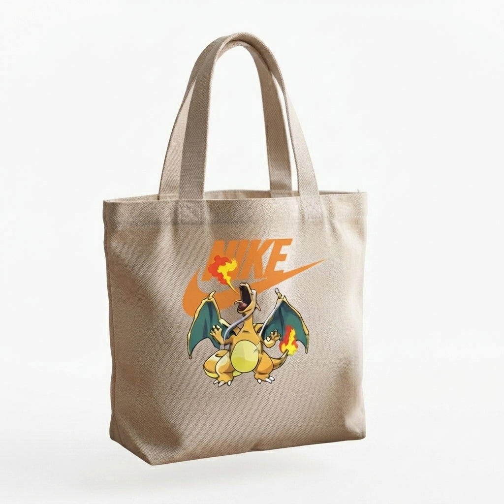 Fire-Breathing Charizard Orange Nike Swoosh Cotton Canvas Tote Bag