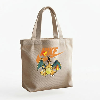 Fire-Breathing Charizard Orange Nike Swoosh Cotton Canvas Tote Bag