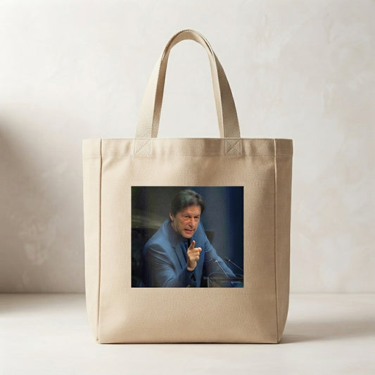 Imran Khan Speech Portrait Canvas Tote Bag – Eco-Friendly Cotton Shoulder Bag