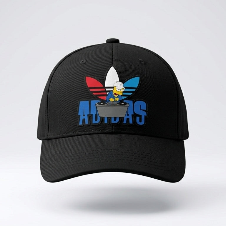 Bart Simpson DJ Trefoil Black Baseball Cap - Graphic Printed Adjustable Streetwear Cap