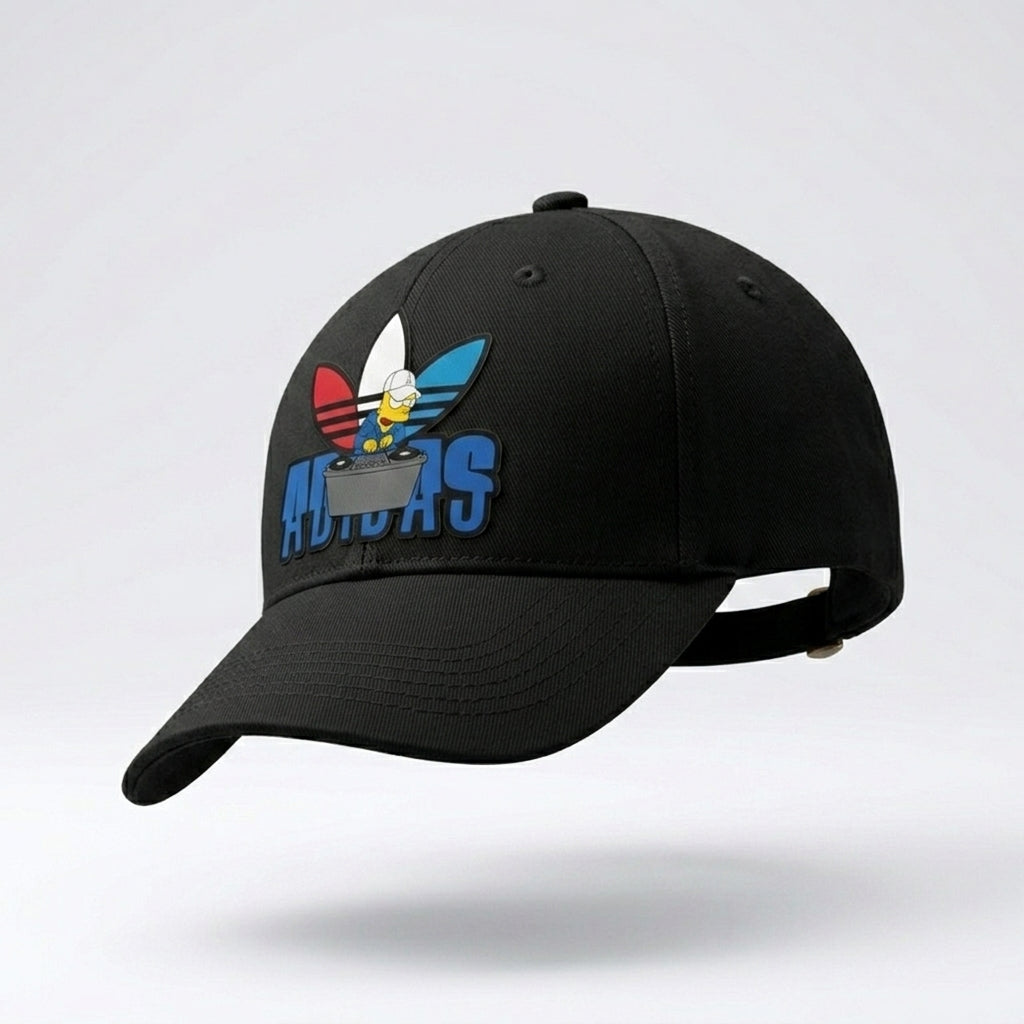 Bart Simpson DJ Trefoil Black Baseball Cap - Graphic Printed Adjustable Streetwear Cap
