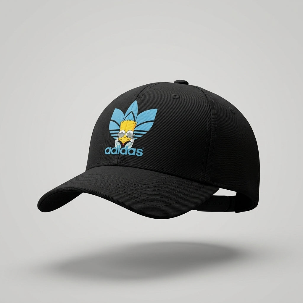 Cool Cartoon Character Graphic Baseball Cap - Adjustable Streetwear Hat (Black & White)