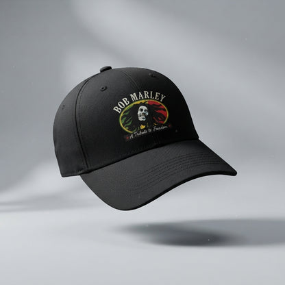 Bob Marley Tribute to Freedom Graphic Baseball Cap - Reggae Legend Cap (Black & White)