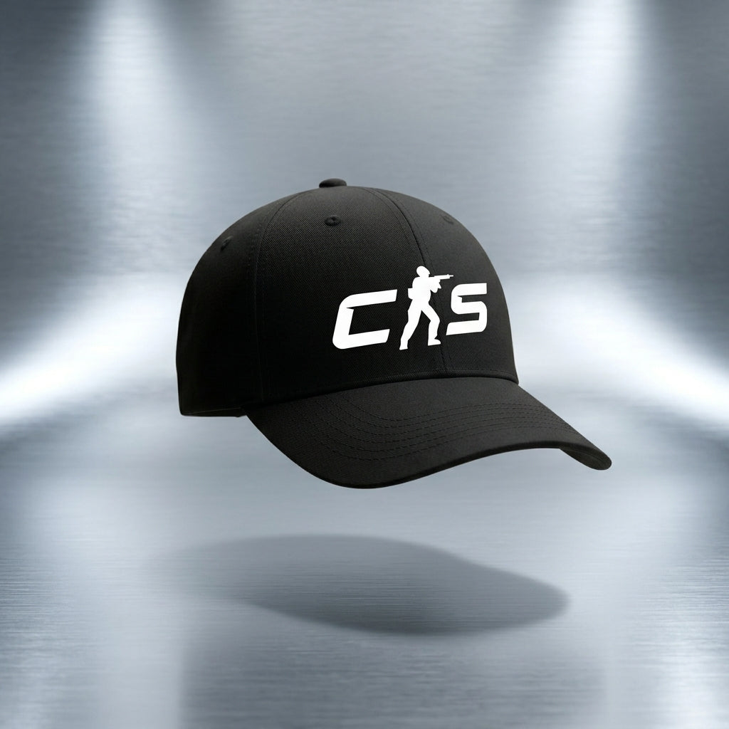 Counter-Strike CS Logo Graphic Baseball Cap - Tactical Gaming Cap (Black & White)