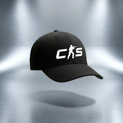 Counter-Strike CS Logo Graphic Baseball Cap - Tactical Gaming Cap (Black & White)