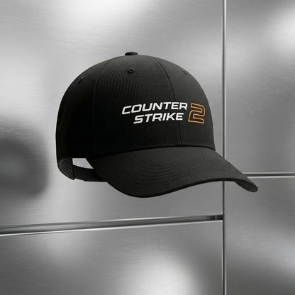Counter-Strike 2 CS2 Logo Graphic Baseball Cap - Tactical Gaming Cap (White & Black)