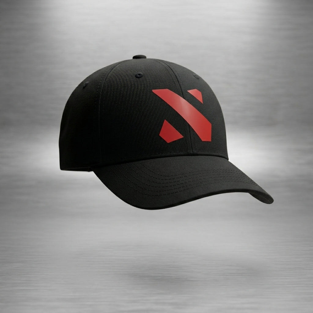 Dota 2 Red Emblem Logo Graphic Baseball Cap - Gamer Graphic Cap (Black & White)