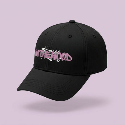 In The Hood Graffiti Style Graphic Baseball Cap - Urban Streetwear Cap (Black)