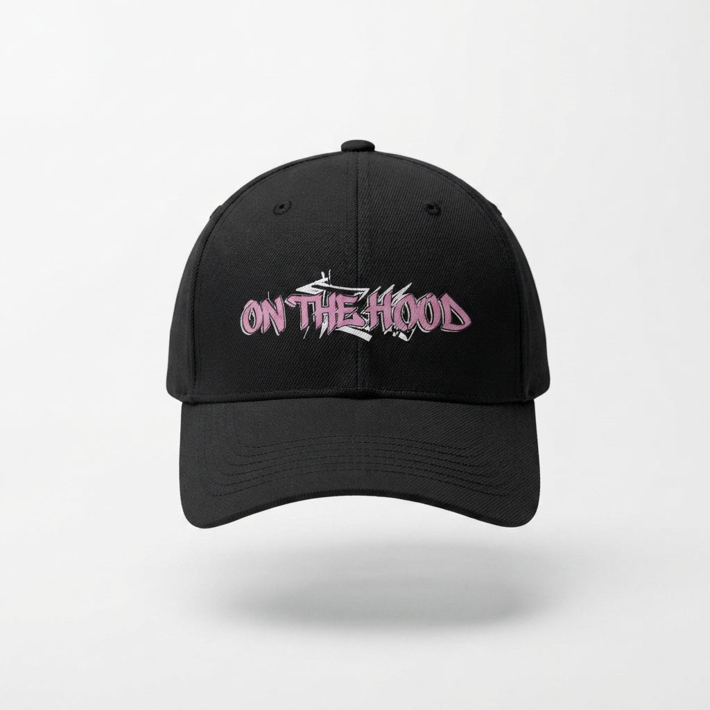 In The Hood Graffiti Style Graphic Baseball Cap - Urban Streetwear Cap (Black)