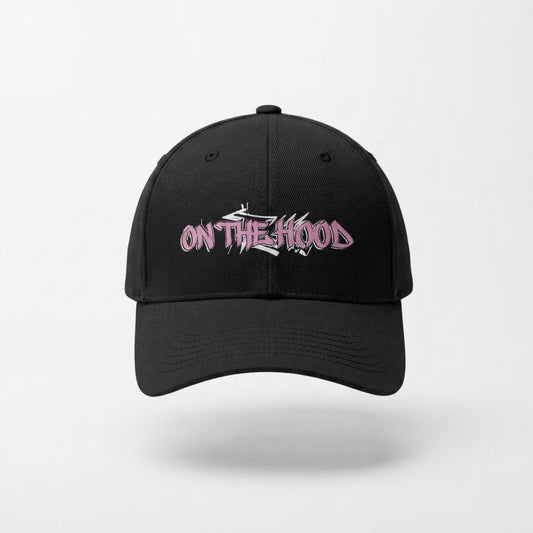 In The Hood Graffiti Style Graphic Baseball Cap - Urban Streetwear Cap (Black)