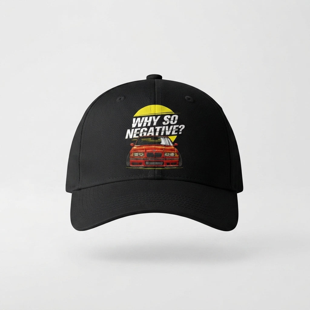 Why So Negative BMW Stance Car Pop Culture Graphic Baseball Cap (Black)