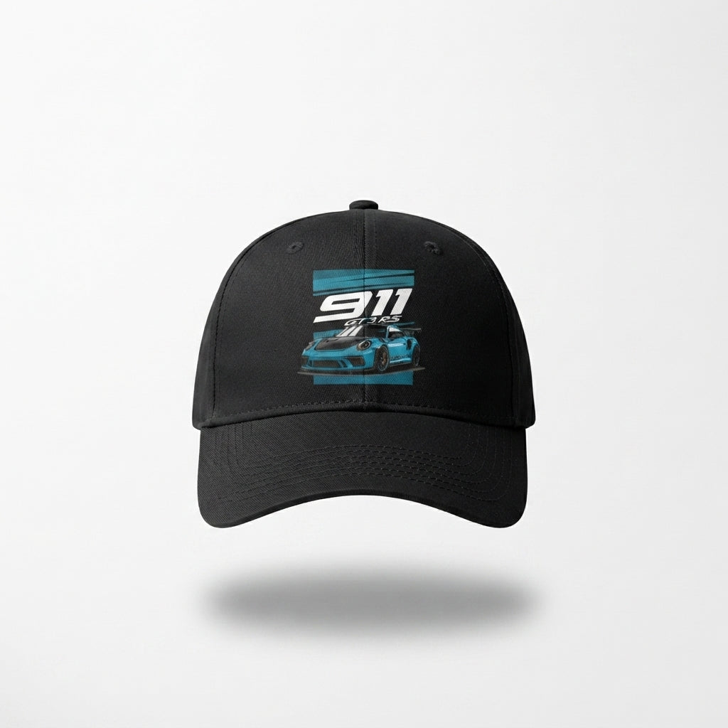 Porsche 911 GT3 RS Supercar Graphic Baseball Cap - Automotive Racing Cap (Black)