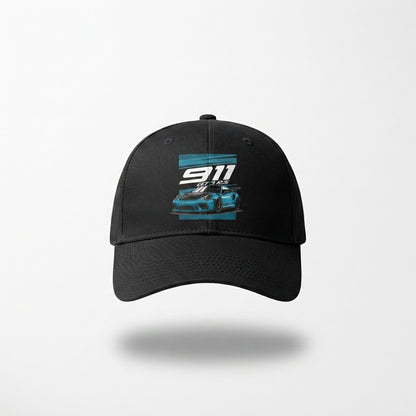 Porsche 911 GT3 RS Supercar Graphic Baseball Cap - Automotive Racing Cap (Black)