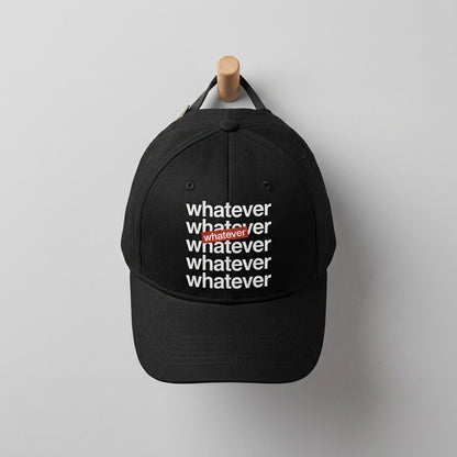 Whatever Stacked Typography Graphic Baseball Cap - Supreme Style Streetwear Cap (Black & White)