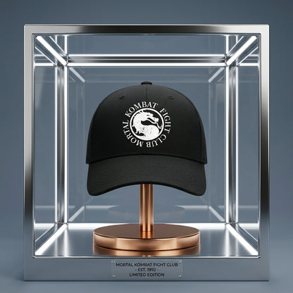 Mortal Kombat Fight Club Vintage Dragon Graphic Baseball Cap - Est 1992 Gaming Cap (Black)