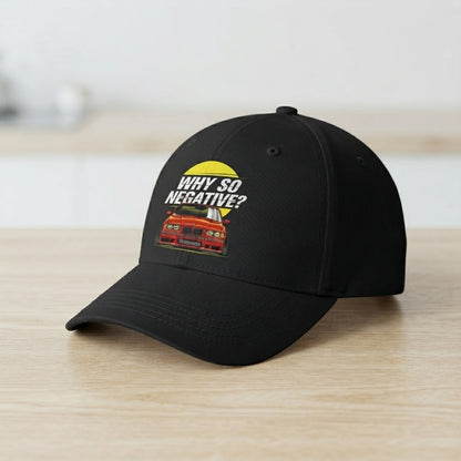Why So Negative BMW Stance Car Pop Culture Graphic Baseball Cap (Black)