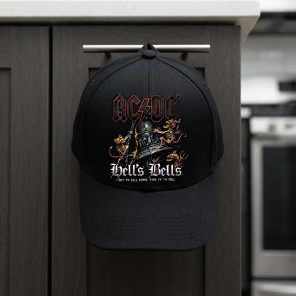 AC/DC Hells Bells Heavy Metal Band Graphic Baseball Cap - Rock Music Cap (Black)