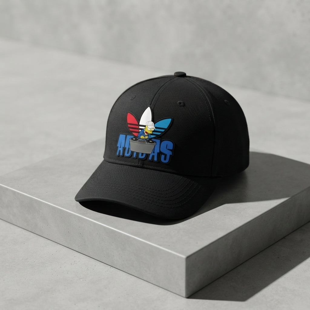 Bart Simpson DJ Trefoil Black Baseball Cap - Graphic Printed Adjustable Streetwear Cap