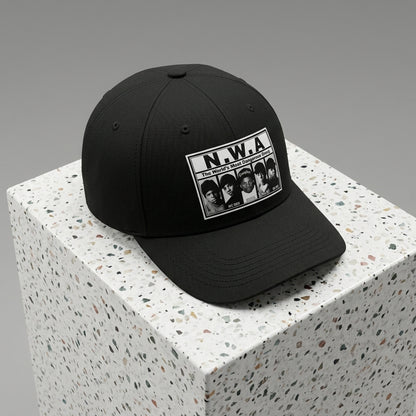 N.W.A Vintage Hip Hop Graphic Baseball Cap - NWA Music Group Cap (Black & White)