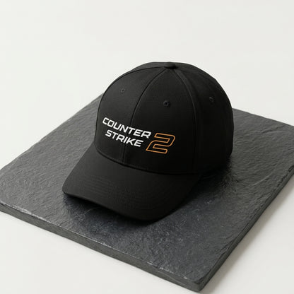 Counter-Strike 2 CS2 Logo Graphic Baseball Cap - Tactical Gaming Cap (White & Black)