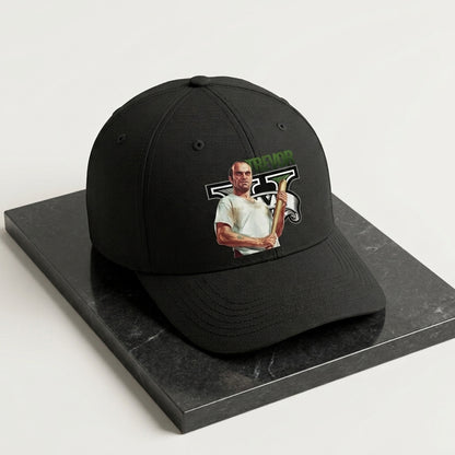 GTA V Trevor Philips Graphic Baseball Cap - GTA 5 Gaming Cap (White & Black)