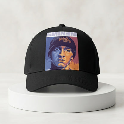 Eminem Hip Hop Legend Portrait Graphic Baseball Cap - Slim Shady Rap Cap (Black)