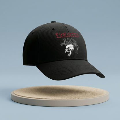 The Exploited Mohawk Skull Graphic Baseball Cap - Punk Rock Band Cap (Black)