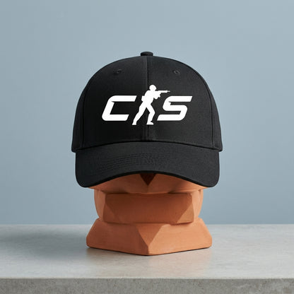 Counter-Strike CS Logo Graphic Baseball Cap - Tactical Gaming Cap (Black & White)