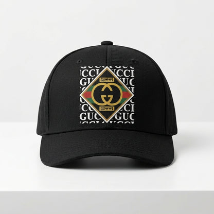 Designer GG Interlocking Diamond Emblem Graphic Baseball Cap - Luxury Fashion Cap (Black)